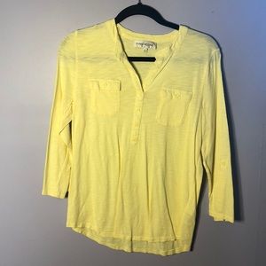 Yellow half button blouse